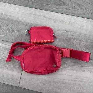 Lululemon Everywhere Belt Bag AND Clippable Card Pouch in Pale Raspberry